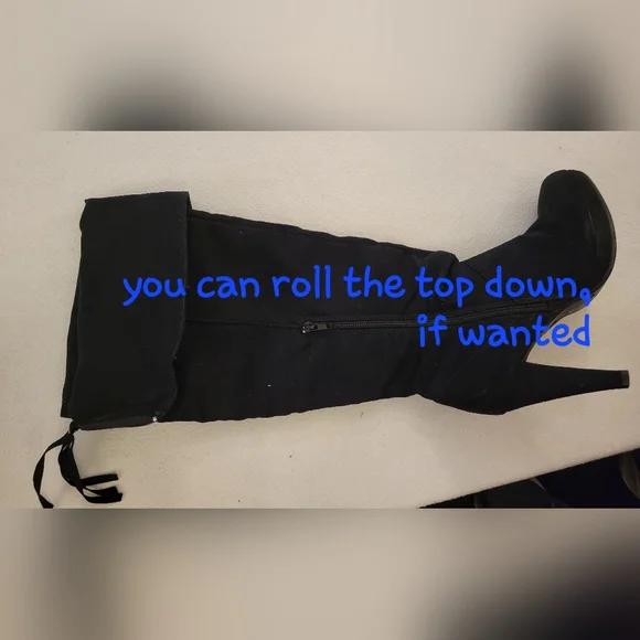 Fioni Elegant Black Over The Knee-High Women's Boots, Size 8, - Picture 10 of 11